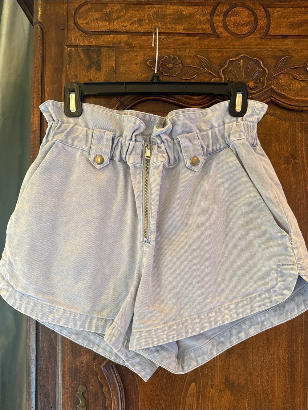 Sea Light Lavender Paperbag-Waist High-Rise Shorts
